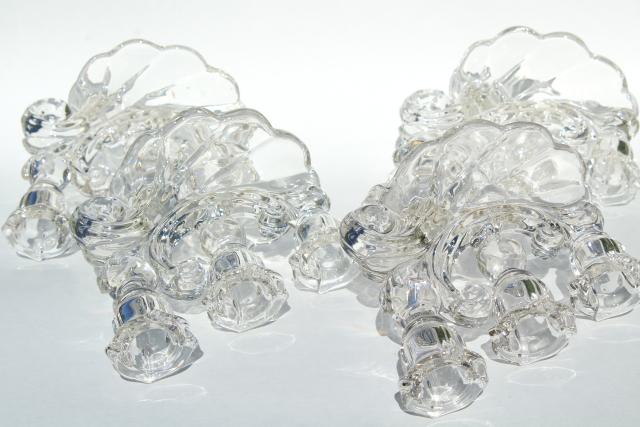 crystal clear vintage elegant glass candelabra, Cambridge Caprice cascade candle holders