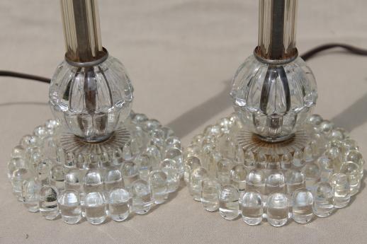 crystal glass boudoir lamps, hollywood regency art deco vintage vanity table lamp sets