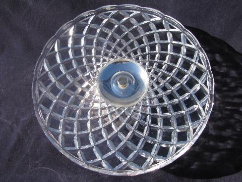 crystal glass cake plate with silver plated stand, West Germany