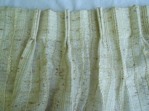 danish modern 60s 70s vintage drapes, handwoven weave natural cream color