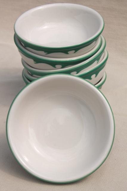 deco airbrush stencil china restaurant ware bowls, vintage Buffalo china ironstone
