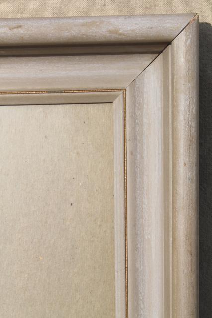 deep picture frame w/ easel back stand, vintage lime wax / whitewash color distressed wood