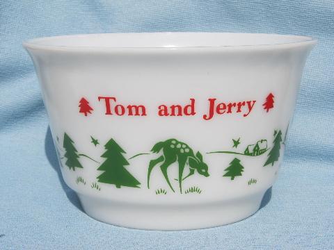 deer in the forest Christmas pine trees print Tom and Jerry punch set