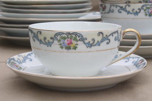 delicate hand-painted porcelain tea set or luncheon dishes, vintage Field - Japan china