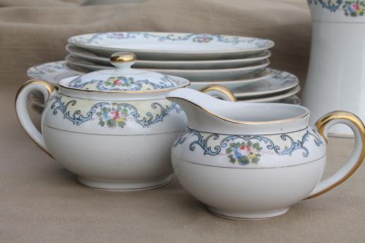 delicate hand-painted porcelain tea set or luncheon dishes, vintage Field - Japan china