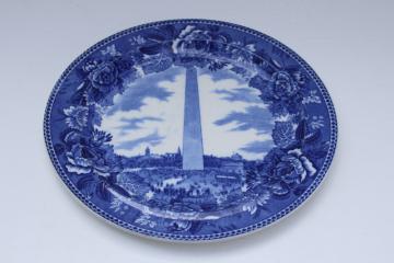 early 1900s vintage Wedgwood china plate blue transferware Bunker Hill monument Boston souvenir