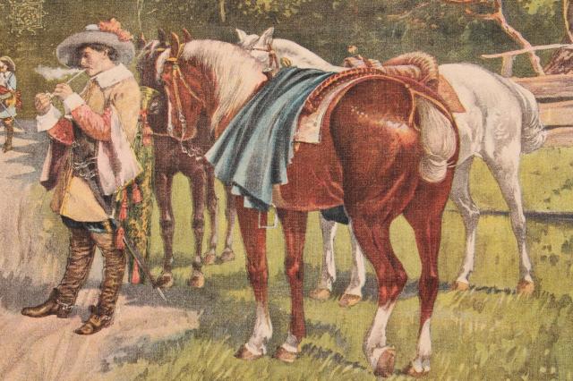 early 1900s vintage antique picture Three Musketeers art print on fabric