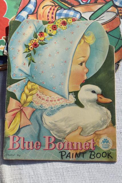 early 50s vintage children's picture books w/ retro cover art illustrations, Easter spring decor