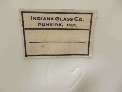 early Indiana glass paper label garland milk glass branched candle holders