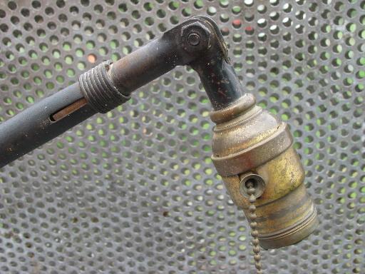 early industrial adjustable work light w/brass fat boy socket 1910 patent
