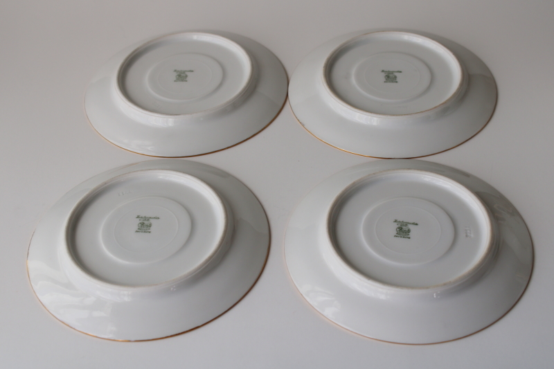 encrusted gold laurel band pure white porcelain cups  saucers, vintage Bavaria china