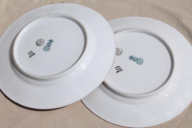 encrusted gold & silver colonial couple china tea set, vintage Arzberg Bavaria porcelain