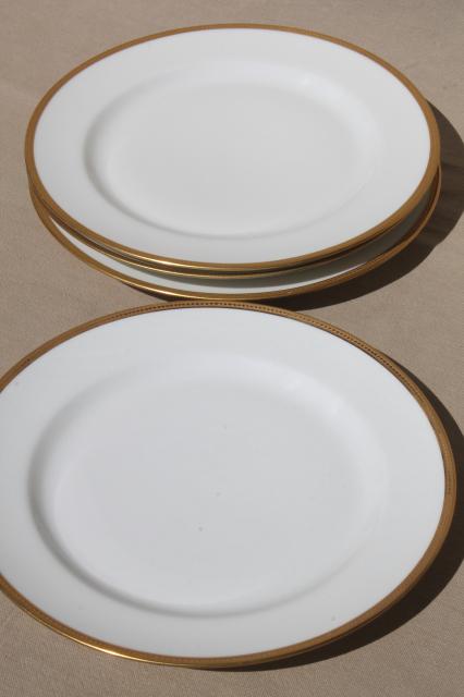 encrusted gold wedding band china plates, pure white Limoges porcelain Elite mark
