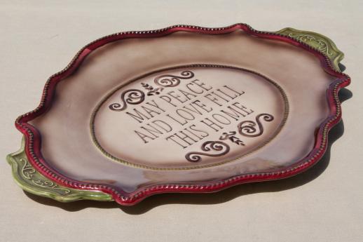 fall harvest table serving tray or Thanksgiving platter, May Peace & Love Fill This Home 