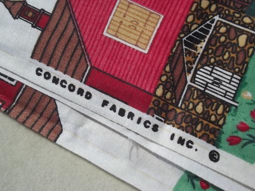 farm country prints cotton fabric lot, chicken wire, roosters, cow print 