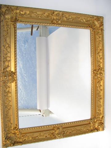 faux gold ornate french rococo vintage plastic frame mirror