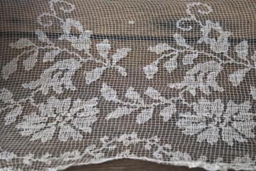 fine cotton net lace flounce or wedding veil, antique early 1900s vintage