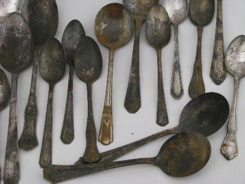 flatware lot, 150 old vintage antique silver plate spoons
