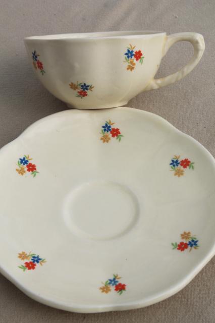 flowered sprig cottage style vintage tea set, Ditmar Urbach Czech china Czechoslovakia
