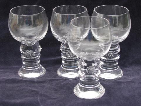 four hand-blown crystal water glasses, country French or Italian style