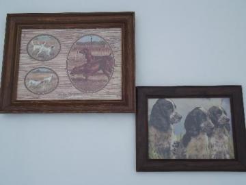 framed vintage prints of bird hunting gun dogs for lodge or cabin