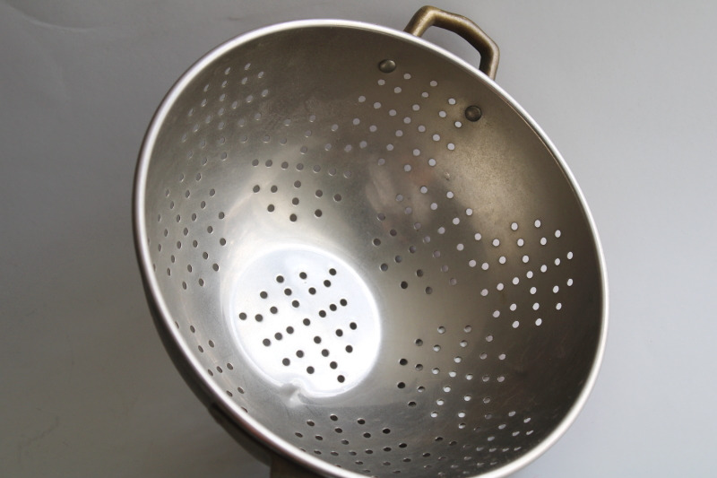 french country style copper plated stainless strainer, large colander bowl w/ sturdy handle