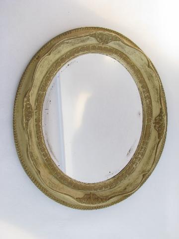 french country vintage vanity table mirror, antique gold & ivory frame, easel stand