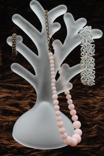 frosted glass branch for jewelry display rack or hanging ornaments, white satin glass tree