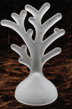frosted glass branch for jewelry display rack or hanging ornaments, white satin glass tree