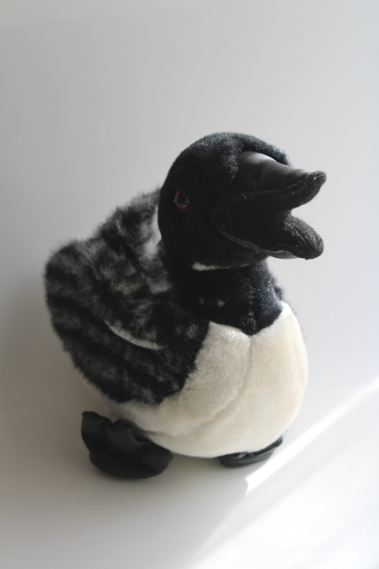 fuzzy plush loon, realistic toy bird stuffed animal
