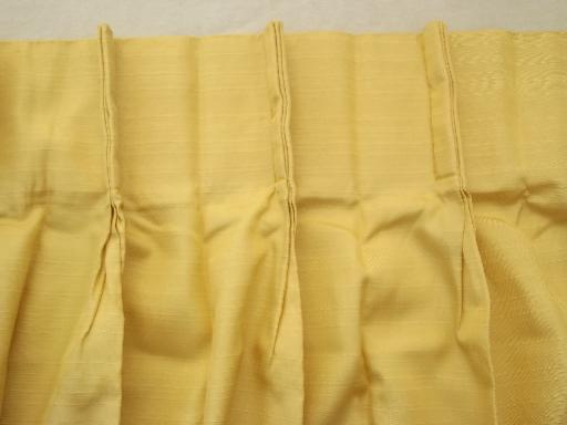 gold rayon 'silk' shantung curtain panels, 60s mad men vintage curtains