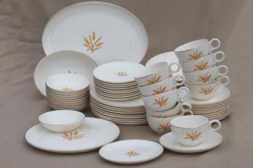 golden wheat dishes, vintage china set for 10 Taylor, Smith & Taylor dinnerware