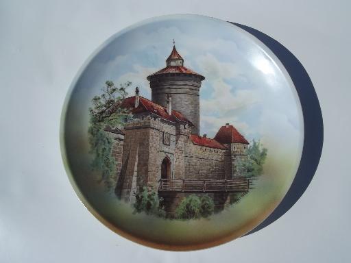 grand tour vintage German china souvenir plate, scene of Old Nuremberg