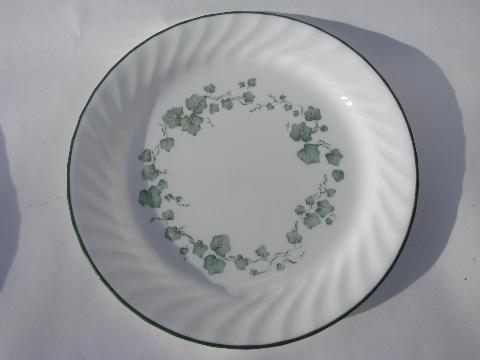 green Callaway Ivy pattern Corelle Corning glass dishes, dinner & salad plates lot