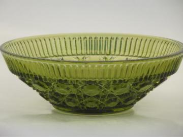green glass Windsor pattern bowl, vintage Federal / Indiana glass