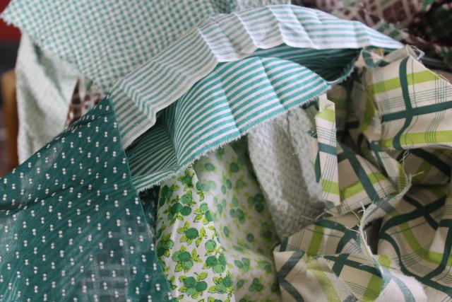 green prints 30s 40s 50s vintage cotton scraps bundle for quilting sewing craft projects