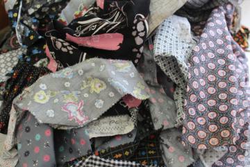 grey - black prints 30s 40s 50s vintage cotton scraps bundle for quilting sewing craft projects