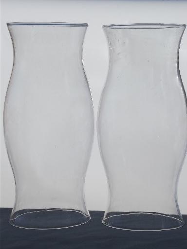 hand blown glass hurricane shades for pillar candles, glass candle