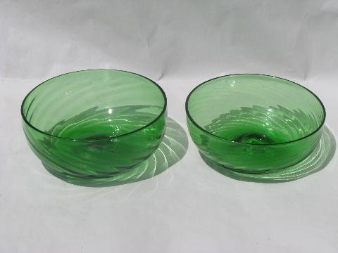 hand-blown swirled bottle green glassware vintage Mexican glass lot