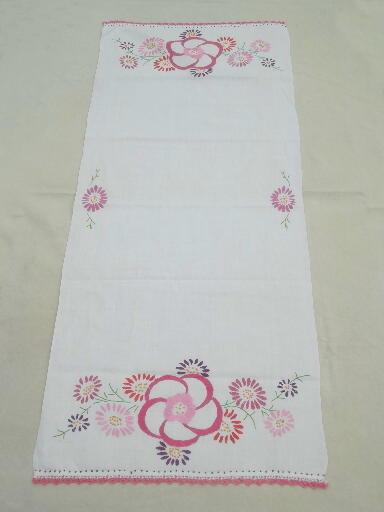 hand-embroidered cotton bed linens, M monogram vintage pillowcases & sheet set