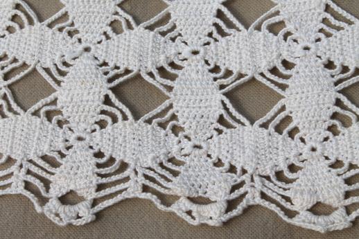 handmade crochet lace tablecloth, 1940s vintage star pattern cotton thread crochet cloth