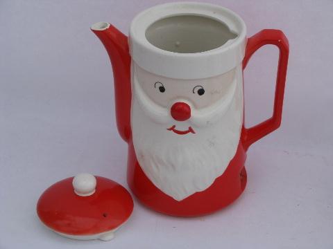 hand-painted Japan vintage Christmas Santa electric teapot, water for coffee pot