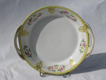 hand-painted Nippon, vintage pink roses china pickle dish