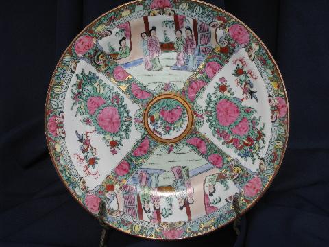 hand-painted famille rose Chinese porcelain, large charger and plate