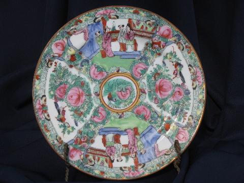 hand-painted famille rose Chinese porcelain, large charger and plate