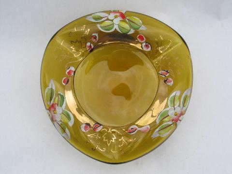 hand-painted flowers & gold leaf, vintage Japan art glass vase etc.