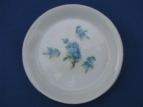 hand-painted forget-me-nots, vintage Japan fine china coasters set
