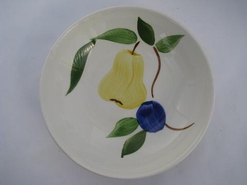 hand-painted fruit and flowers pottery dinnerware, bowls and plates lot, vintage Stetson
