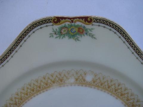 hand-painted vintage Made in Japan Meito China, six square salad plates