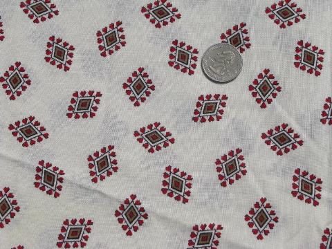 hearts and diamonds vintage cotton print fabric, quilting weight